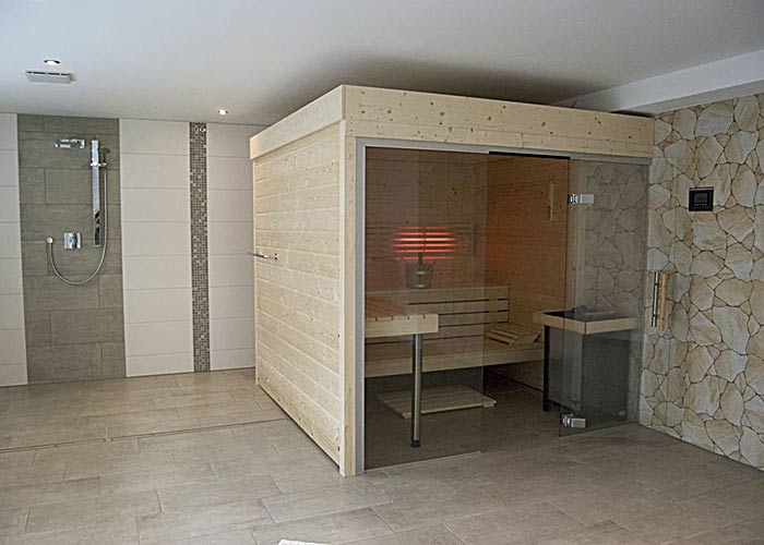 Blockbohlensauna Müther Badezimmer