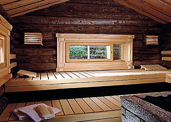 Kelo Massivholzsauna von innen