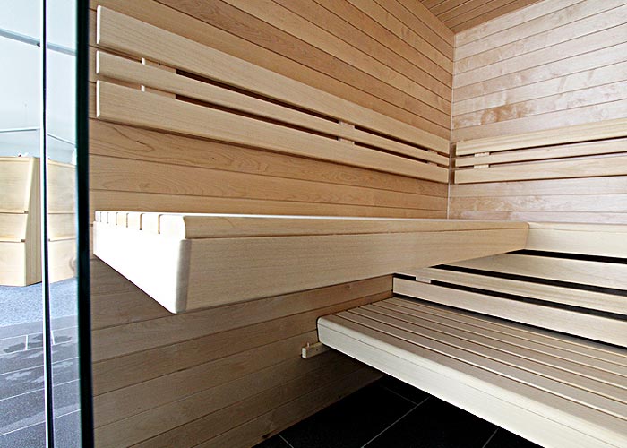 Sauna Ausstellung Holz Bänke
